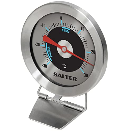 Salter 517 SSCR Termómetro analógico para congelador/frigorífico, Acero Inoxidable, Plata, 2.5 x 6.2 x 8.5 cm