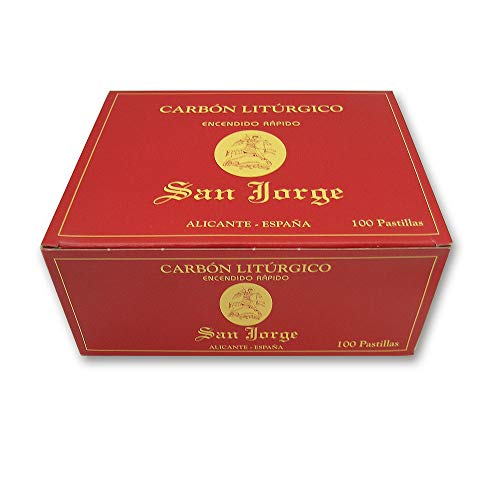 San Jorge - Carbon para Incienso Caja 100 Pastillas de 33mm Encendido rapido