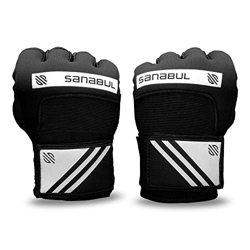 Sanabul Nuevo Gel Envolturas Rápidas para Manos Boxeo Kickboxing MMA Muay Thai (Negro/Blanco, S/M)