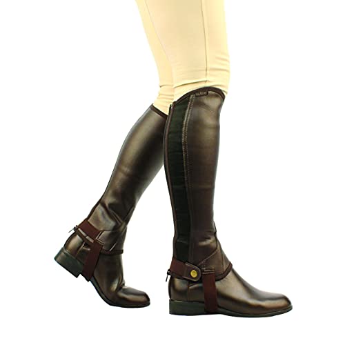 Saxon Botas de Mujer Equileather Tipo zahones, Talla XS, Color Negro, Mujer, 514357, marrón, Medium