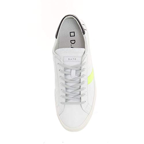 Scarpa UOMO D.A.T.E. Sneakers Color Bianco Inserto TALLONE Nero/Azzurro Banda Giallo Fluo US21DT09 45