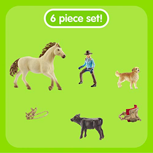Schleich 42419 Farm World play set - monta vaquera, juguetes a partir de 3 años