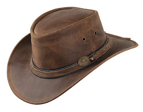 Scippis Irving Sombrero de Piel Sombrero del Oeste de Australia Sombrero de Vaquero Sombrero (Marrón, M)