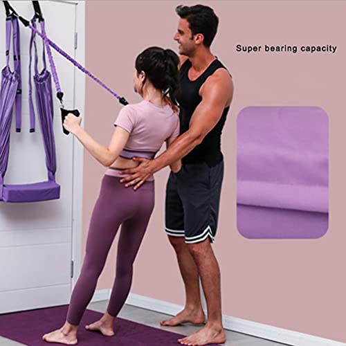 Sensiabl Cuerda de yoga aérea Una palabra Caballo abierto Hip Stretch Yoga con cuerda invertida Pull Stretch Belt Splits Lower Waist Trainer púrpura