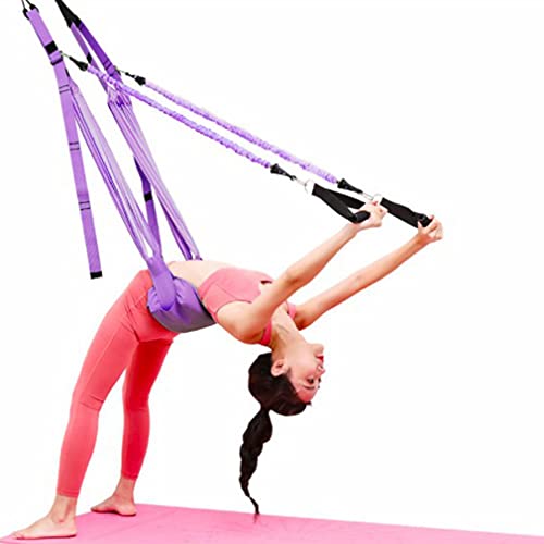 Sensiabl Cuerda de yoga aérea Una palabra Caballo abierto Hip Stretch Yoga con cuerda invertida Pull Stretch Belt Splits Lower Waist Trainer púrpura