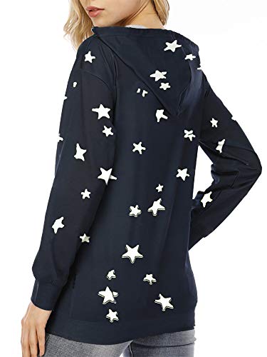 Sexy Dance Sudadera con capucha para mujer, con estampado de estrellas, ligera, talla grande, túnica de manga larga