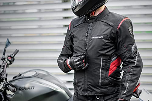 Shima RUSH Chaqueta Moto Hombre -Toda Estaciones Cazadora Moto Textil Hombre de 3 capas con membrana impemeable capa calefactora CE espalda, hombros, codos protecciones (Rojo, L)