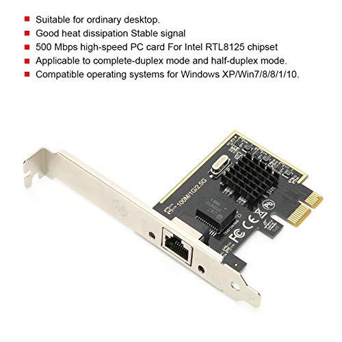 Shipenophy Tarjeta de Red Gigabit semidúplex de Alto Rendimiento 2.5G Adaptador de Red PCIE a Gigabit 2500M Tarjeta de Red de Puerto cableado Compatible con Intel