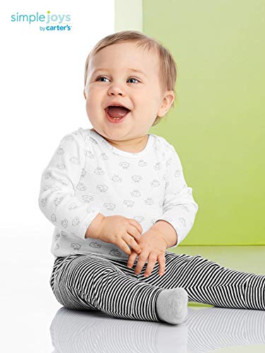 Simple Joys by Carter's Baby paquete de 4 pantalones ,Gray/Gray Stripe ,Recién nacido