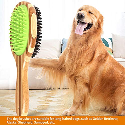 SITAKE Cepillo de doble cara para perro y gato para vertimiento y arreglo, cepillo de baño para pelo largo y corto perro y gato, removedor de pelo de mascotas y peine de masaje (verde)