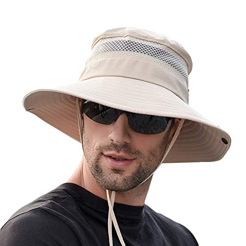 SIYWINA Hombres Sombrero de Pescador Verano Protección UV Sombreros de al Aire Libre