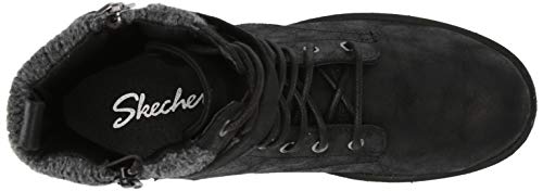 Skechers Women's Dome-Tall Lace Up with Sweater Collar Boot with Strap Fashion, Black, 5.5 M US