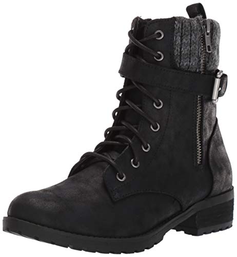 Skechers Women's Dome-Tall Lace Up with Sweater Collar Boot with Strap Fashion, Black, 5.5 M US