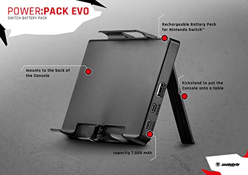 Snakebyte Switch PowerPack EVO - Cargador de batería para Nintendo Switch (7000 mAh, Base de Carga portátil con Soporte, hasta 4 Horas de Tiempo de reproducción)