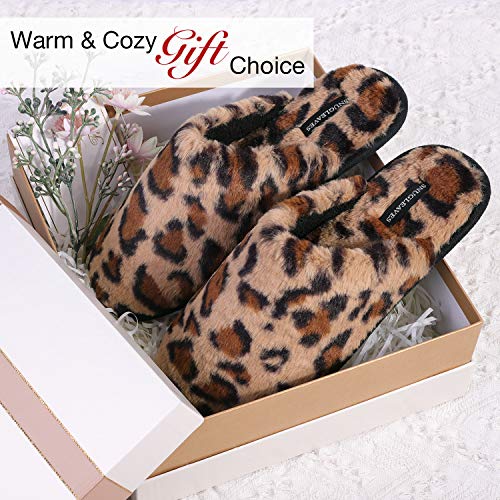 Snug Leaves Mujer Zapatillas de Espuma Viscoelástica y Pantuflas Forradas de Piel Sintética,Color Marrón,Talla 40-41 EU