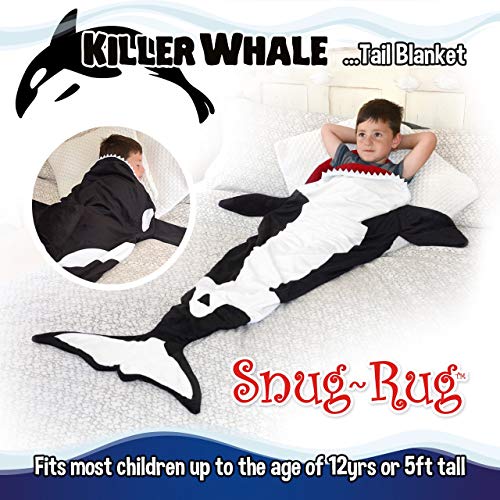 Snug Rug - Manta para niños con Forro Polar, diseño Cola de Orca, Color Negro y Blanco