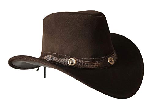 Sombrero de Estilo Vaquero Australiano de ala Ancha de Estilo para Hombre (Marron, L)