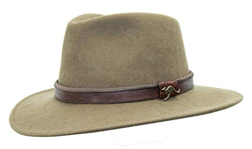 Sombrero de fieltro de lana de estilo australiano para exteriores, color gris topo, pardo, S