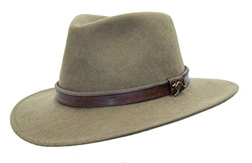 Sombrero de fieltro de lana de estilo australiano para exteriores, color gris topo, pardo, S