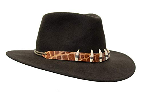 Sombrero de fieltro de lana de estilo australiano para exteriores, diseño de cocodrilo, color marrón marrón L