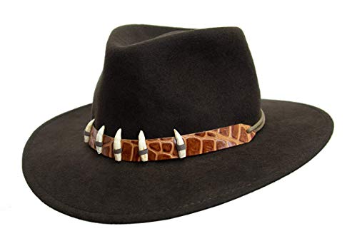 Sombrero de fieltro de lana de estilo australiano para exteriores, diseño de cocodrilo, color marrón marrón L