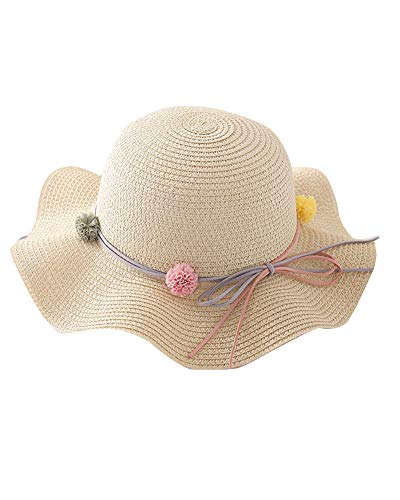 Sombrero de paja de niña niño de princesa encantador Playa de verano Sombrero de sol Beige