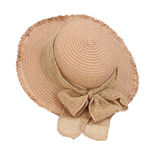 Sombrero De Paja, Material De Lino Transpirable Sombreros De Protección Solar Para La Playa Para Niñas Y Niños Para Niños Pequeños(A)