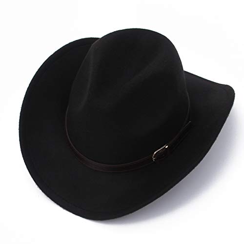 Sombrero de Vaquero de Fieltro,Sombrero de Vaquero de ala Ancha Vintage Estilo Australiano Sombrero de Vaquero Occidental con cinturón para Adultos