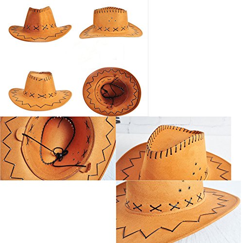 Sombrero de Vaquero Occidental para los Hombres Sombrero de Vaquero Occidental de la Manera [Cremoso-Blanco]