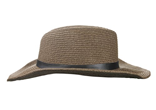 Sombrero de vaquero para hombres - Ala ancha - Tipo panamá - Protección frente a rayos UVA - Plegable y ajustable mediante cinta, café, talla única