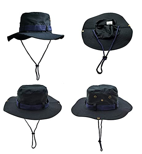 Sombrero del Pescador Plegable para Hombre Mujer, Gorro de Protección Solar UPF 50 de ala Ancha, Sombrero de Pesca Impermeable para Verano, Aires Libre, Caza, Camping Safari (Negro)