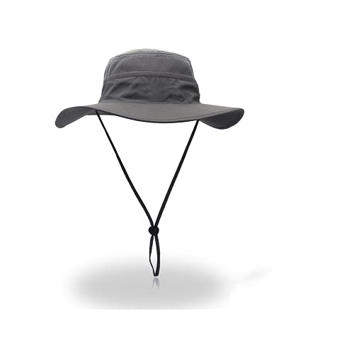 Sombrero para el sol para hombre sombrero para el sol transpirable de ala ancha sombrero para el sol senderismo camping viaje pesca (Gris)