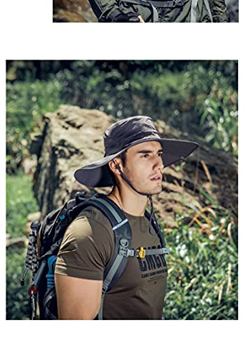 Sombrero para el sol para hombre sombrero para el sol transpirable de ala ancha sombrero para el sol senderismo camping viaje pesca (Gris)