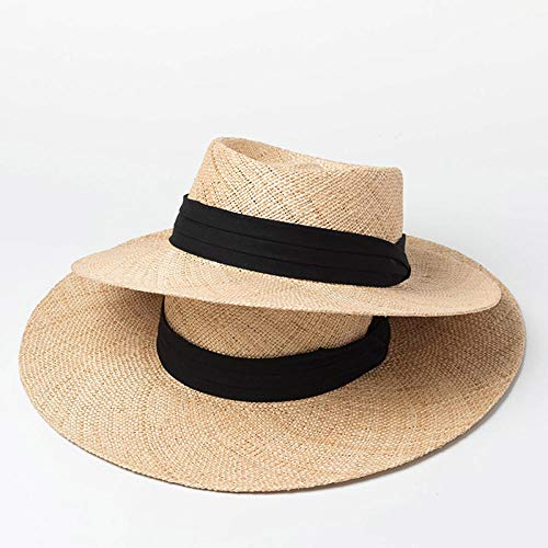 Sombreros De Paja Gorra De Mujer Sombreros De Panamá Sólidos De ala Ancha para Mujer, Sombrero De Playa, Sombrero para El Sol Plano, Gorra, Sombrero para Dama, ala_8Cm
