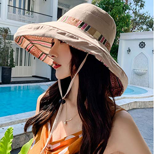 Sombreros de Sol para Mujer Verano de ala Ancha Viseras de Playa Plegables Gorras Protección UV con Cordón