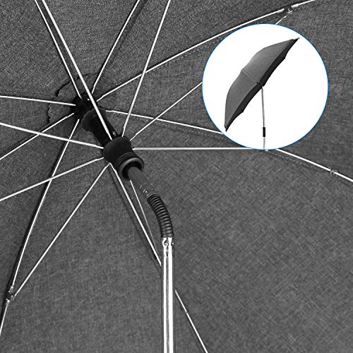 Sombrilla Carrito Bebe Universal Paraguas Carrito Bebe Diámetro 73cm Anti Rayos UV 50+ con Un Mango de Paraguas- Gris