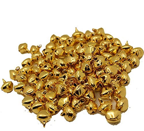 SonneSky Cascabeles Pequeños,100 Piezas Mini Campanas Dorado Cascabeles Metal Colores Cascabeles Manualidades Decorativas 12mm