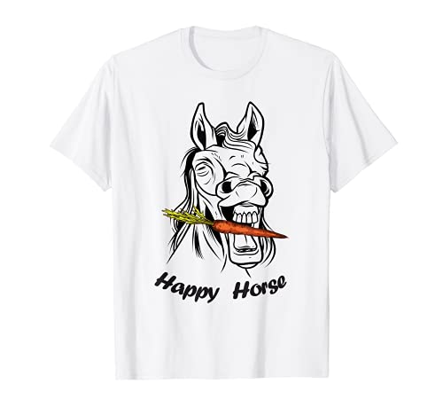Sonriente Feliz Amante Del Caballo Zanahoria Equestre Camiseta