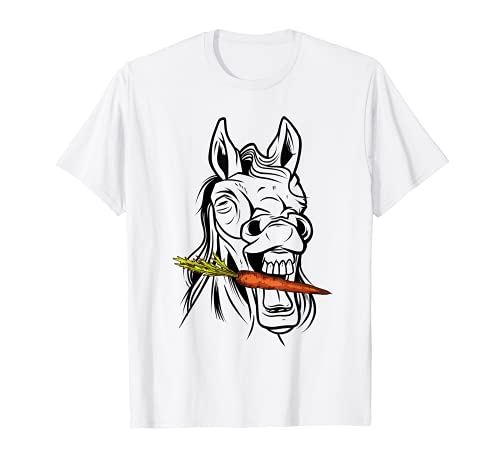 Sonriente Feliz Amante Del Caballo Zanahoria Equestre Camiseta