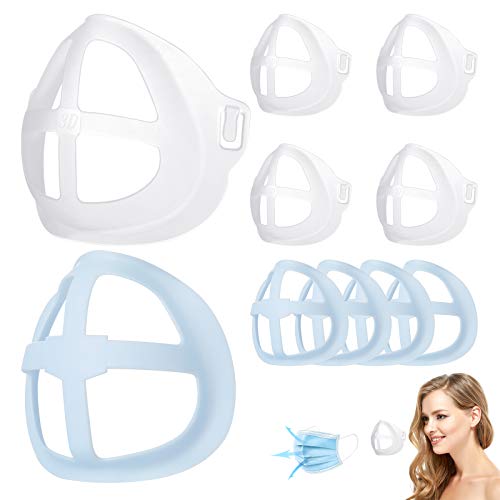 Soporte de máscara 3D, soporte interno de silicona transpirable para el rostro, marco de soporte interno para máscara facial, protector de lápiz labial facial reutilizable (10 piezas)