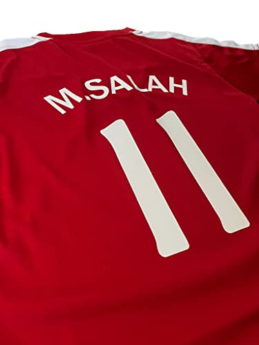 source lab ltd Camiseta de fútbol Mohamed Salah. Camiseta roja número 11. Primera camisa. Réplica oficial autorizada. Tallas de adulto y niño.