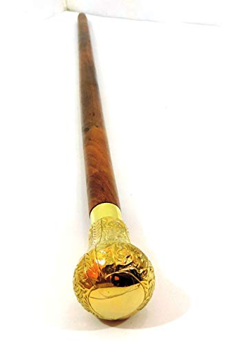 SouvNear caña - 94 cm bastón de madera con mango de latón
