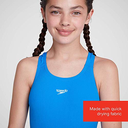 Speedo Endurance+ Medalist Traje de Baño, Niñas, Neon Azul, 11-12 Años