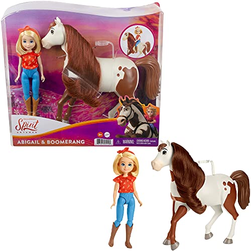 Spirit Abiagil con Boomerang Muñeca articulada con caballo de juguete con crin y cabeza articulada (Mattel GXF23)