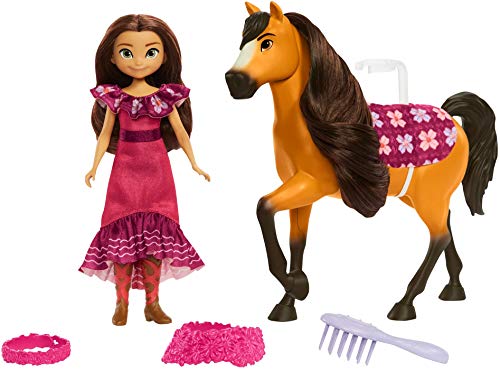 Spirit con Lucky Festival Muñeca articulada con vestido y con caballo de juguete con crin y cabeza articulada (Mattel GXF63)