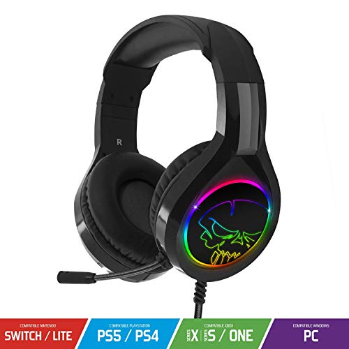 SPIRIT OF GAMER - PRO-H8 - Audio Pro Gamer Auriculares - Simulated Leather - Micrófono flexible - Luz de fondo LED Rainbow RGB para Auriculares - PC / PS5 / XBOX X / PS4 / XBOX ONE