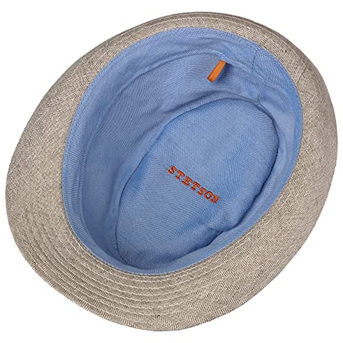 Stetson Osceola Trilby Linen Hat Mujer/Hombre - Made in Italy Sombrero de Verano Lino Hombre con Forro Primavera/Verano - 62 cm Beige Claro