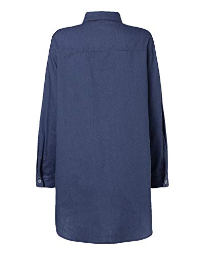 Style Dome Blusa Vaquera Camisa de Mujer Botones Elegantes de Manga Larga para Mujer Blusa de Mujer Túnica de Mujer Elegante Larga Grande Azul oscuro-C07795 M