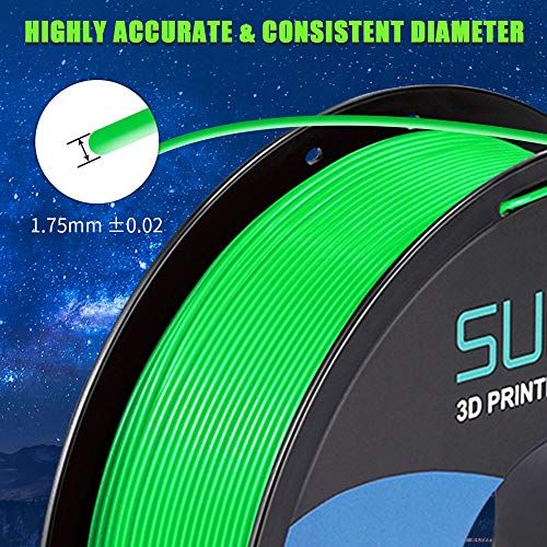 SUNLU PLA+ Filament 1.75mm for 3D Printer & 3D Pens, 1KG (2.2LBS) PLA+ 3D Printer Filament Tolerance Accuracy +/- 0.02 mm, Green