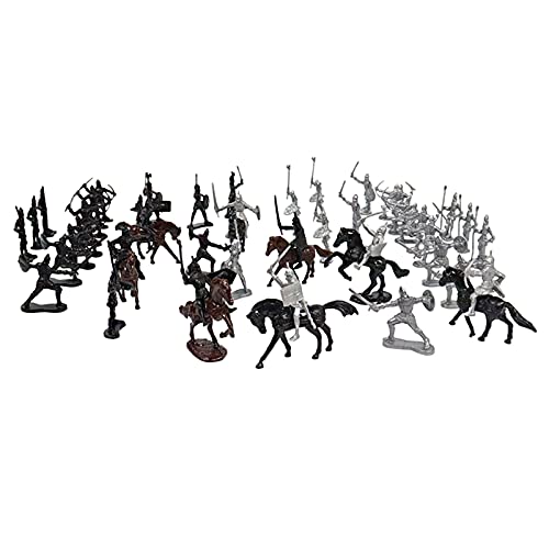 SunniMix Juguetes de Caballeros, Juguetes de plástico de los Caballeros Medievales Caballos de acción de Soldado Juguetes de colección de Regalos - 52pcs